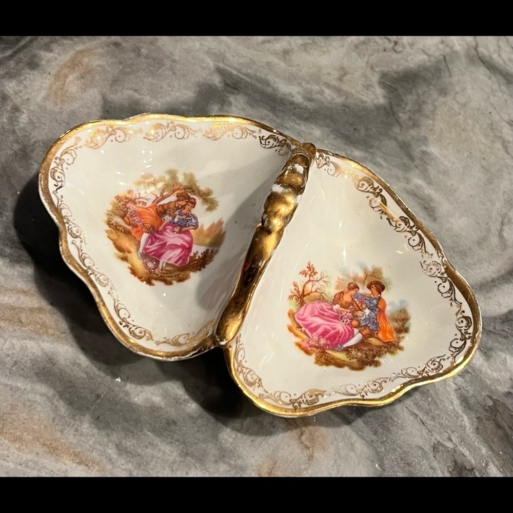 Courting Scene Limogés Divided Trinket Dish